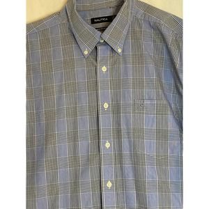 Nautica Mens Short Sleeve‎ Button Down Size XXL Wrinkle Resistant Blue Patterned